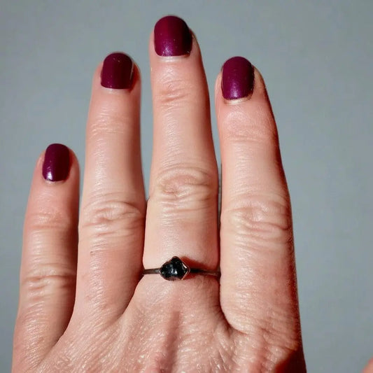 Electroformed Copper Black Tourmaline Ring: Handmade Boho Jewelry Gift - BlackbirdSageStudio
