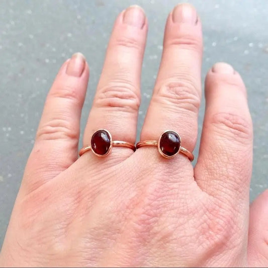 Electroformed Copper Garnet Ring, January Birthstone, Bohemian Jewelry - BlackbirdSageStudio