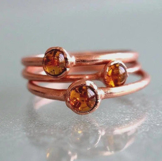 Amber Ring — Handcrafted Copper Talisman for Grounded Confidence & Sunlit Calm