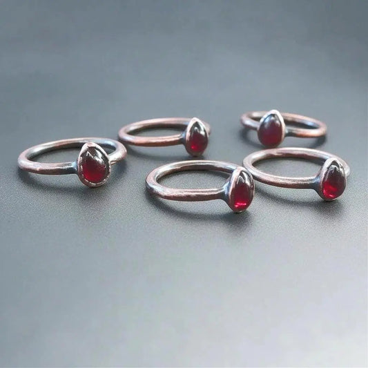 Electroformed Copper Garnet Ring: Teardrop January Birthstone, Crystal Jewelry Gift, Holiday Present For Her - BlackbirdSageStudio