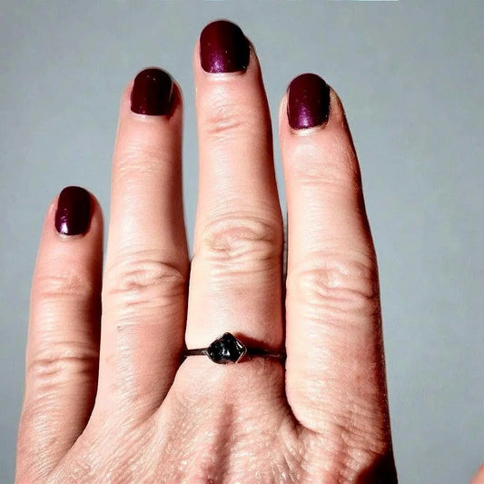 Electroformed Copper Black Tourmaline Ring: Handmade Boho Jewelry Gift - BlackbirdSageStudio