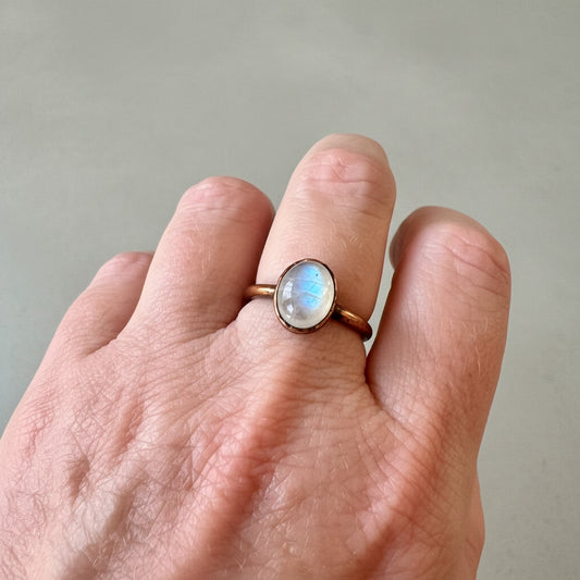 Moonstone Ring Size 9 | Electroformed Copper | June Birthstone