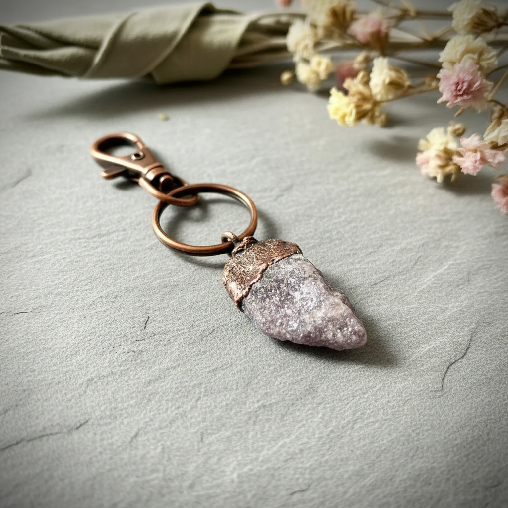 Lepidolite Keychain Hero Flat Lay