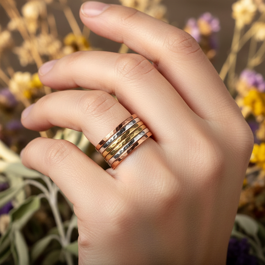 Mixed Metal Stacking Rings Hand 2