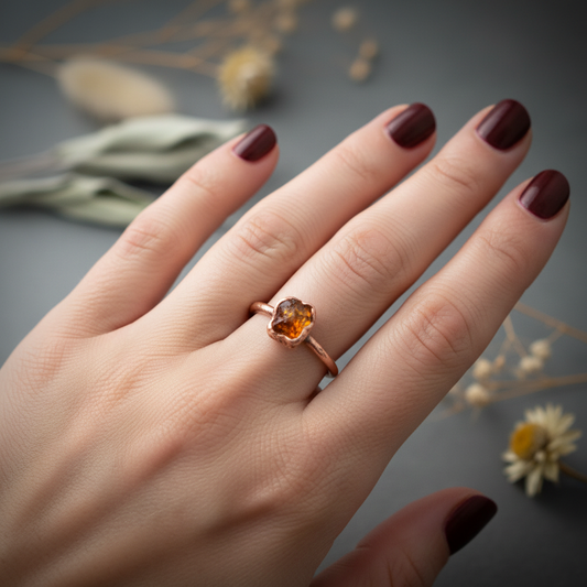 Raw Amber Ring Hand Shot