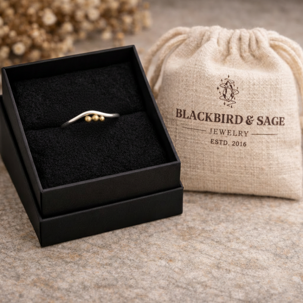 Trinity Moon Ring Packaging Shot