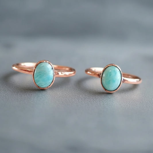 Courage Amazonite Ring Set in Copper, Handmade Empowerment Blackbird & Sage Studio