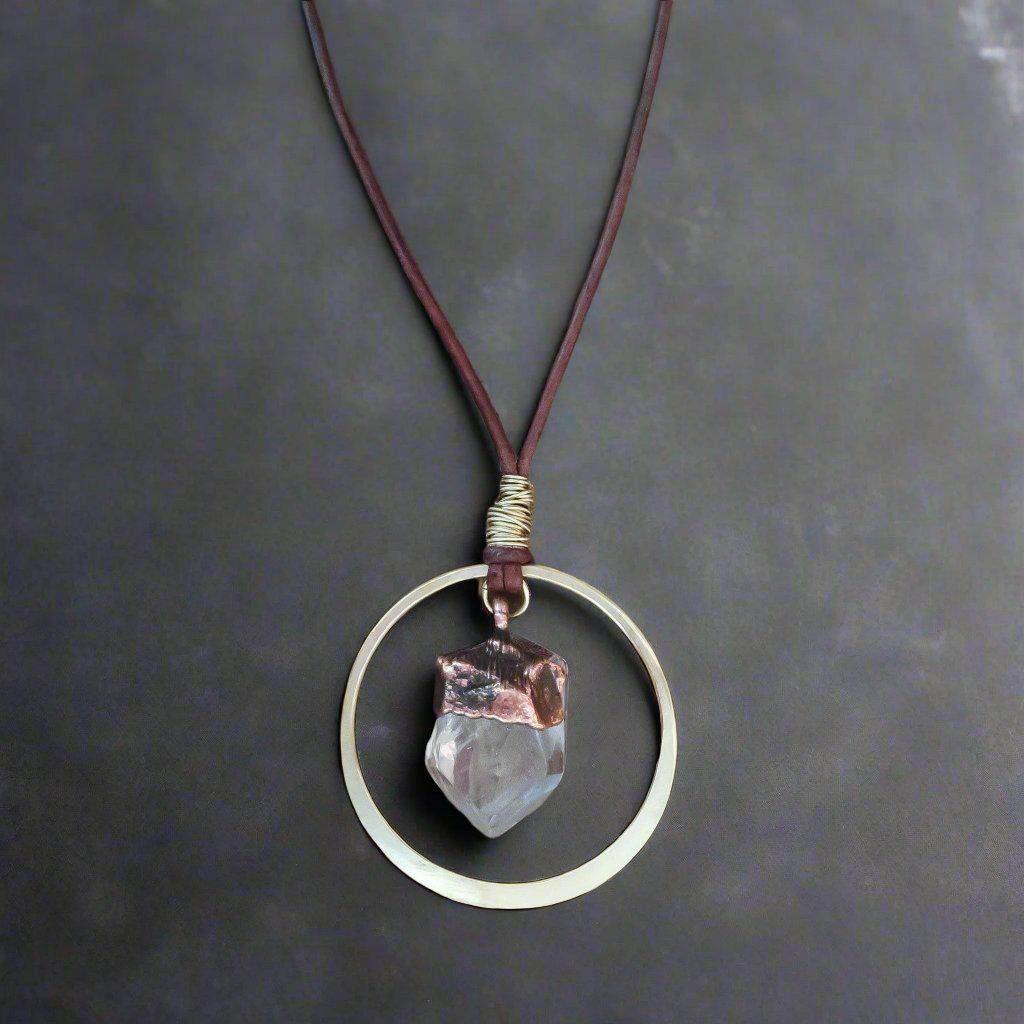 Handmade Quartz Point Necklace in Copper and Brass Energy Healing - Blackbird & Sage Jewelry