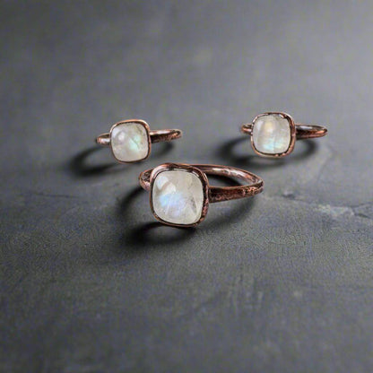 Moonstone Copper Ring - Handmade Boho Jewelry with Healing Energy - Blackbird & Sage Jewelry