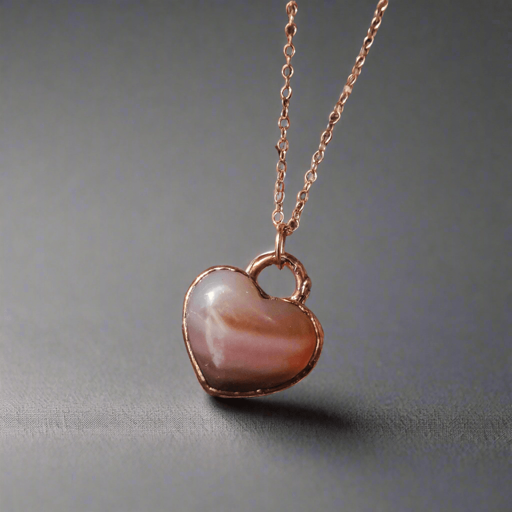 Unique Carnelian Heart Necklace with Rose Gold Chain - Blackbird & Sage Jewelry