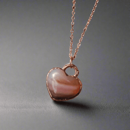 Unique Carnelian Heart Necklace with Rose Gold Chain - Blackbird & Sage Jewelry