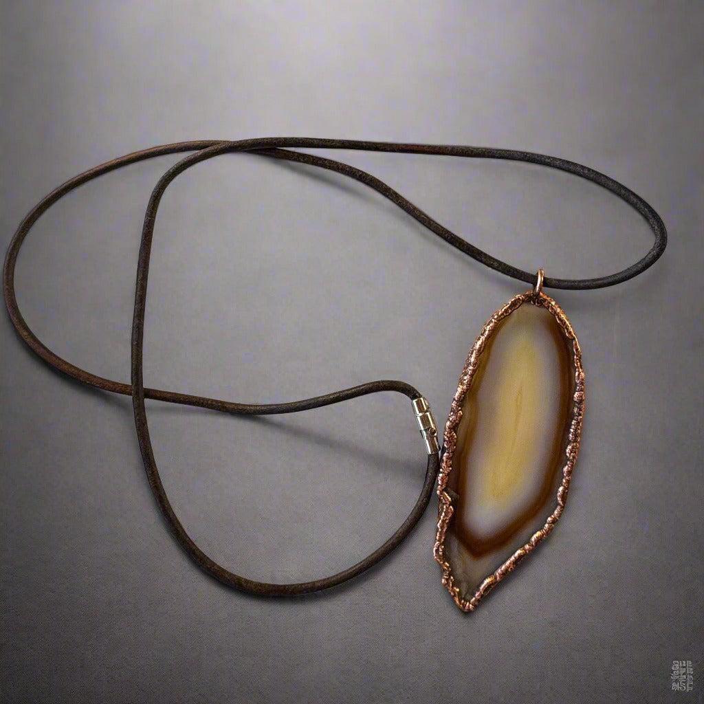 Red Agate Natural Stone Necklace with Copper Pendant - Blackbird & Sage Jewelry