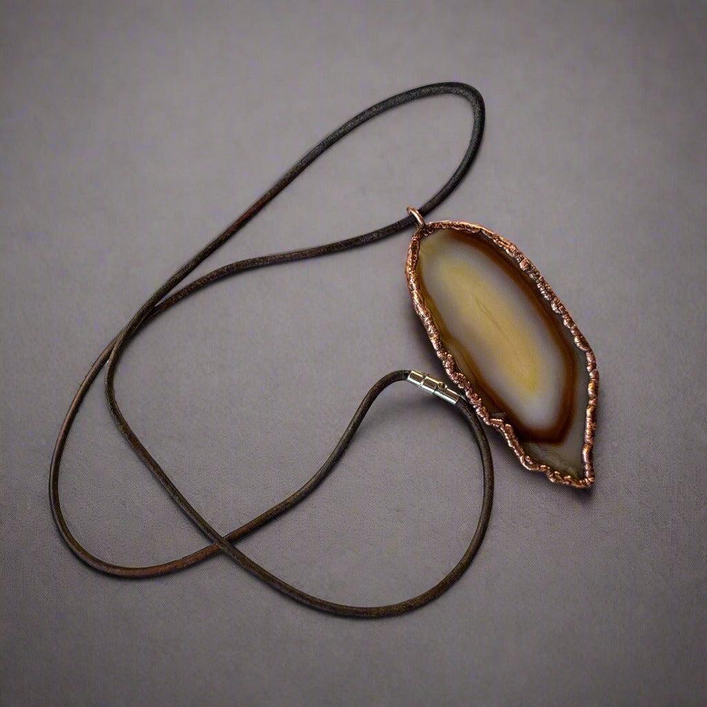 Red Agate Natural Stone Necklace with Copper Pendant - Blackbird & Sage Jewelry