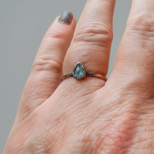 Handmade London Blue Topaz Copper Ring for Clarity - Blackbird & Sage Jewelry