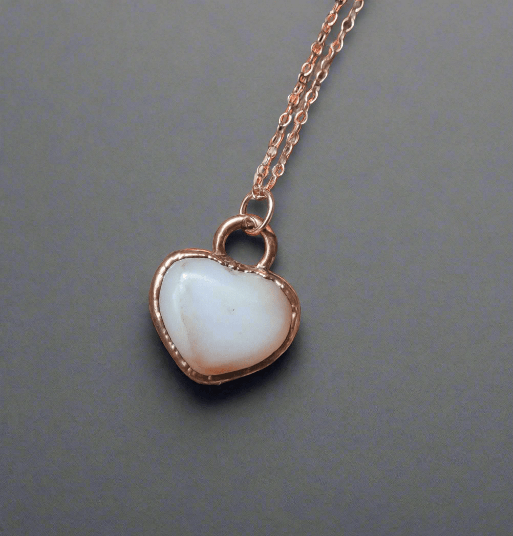 Unique Carnelian Heart Necklace with Rose Gold Chain - Blackbird & Sage Jewelry