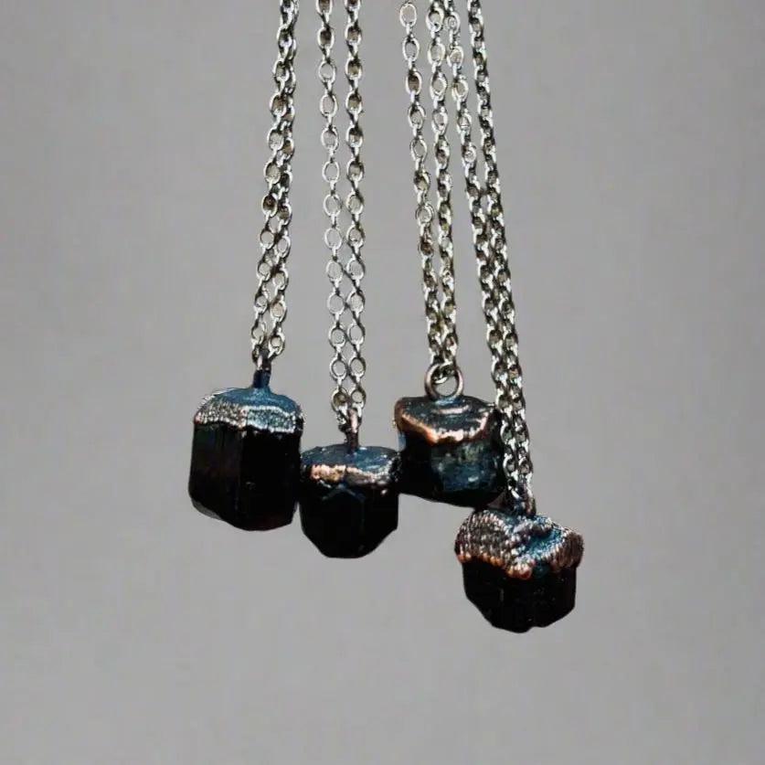 Raw Black Tourmaline Mens Necklace for Grounding - Blackbird & Sage Jewelry
