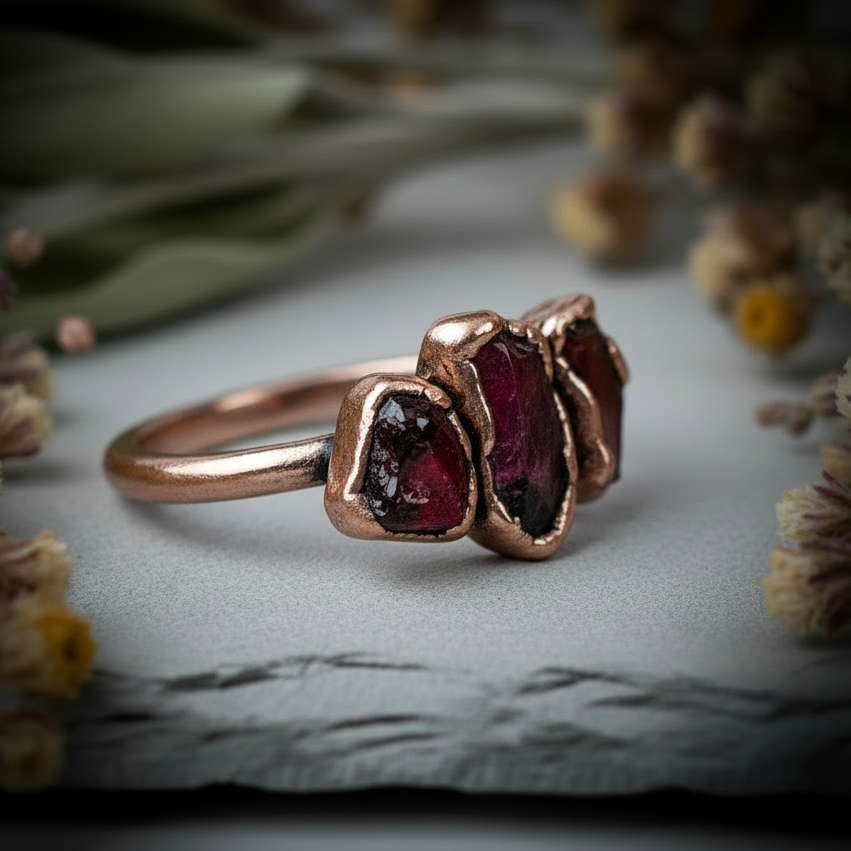 3 Stone Garnet Second Angle