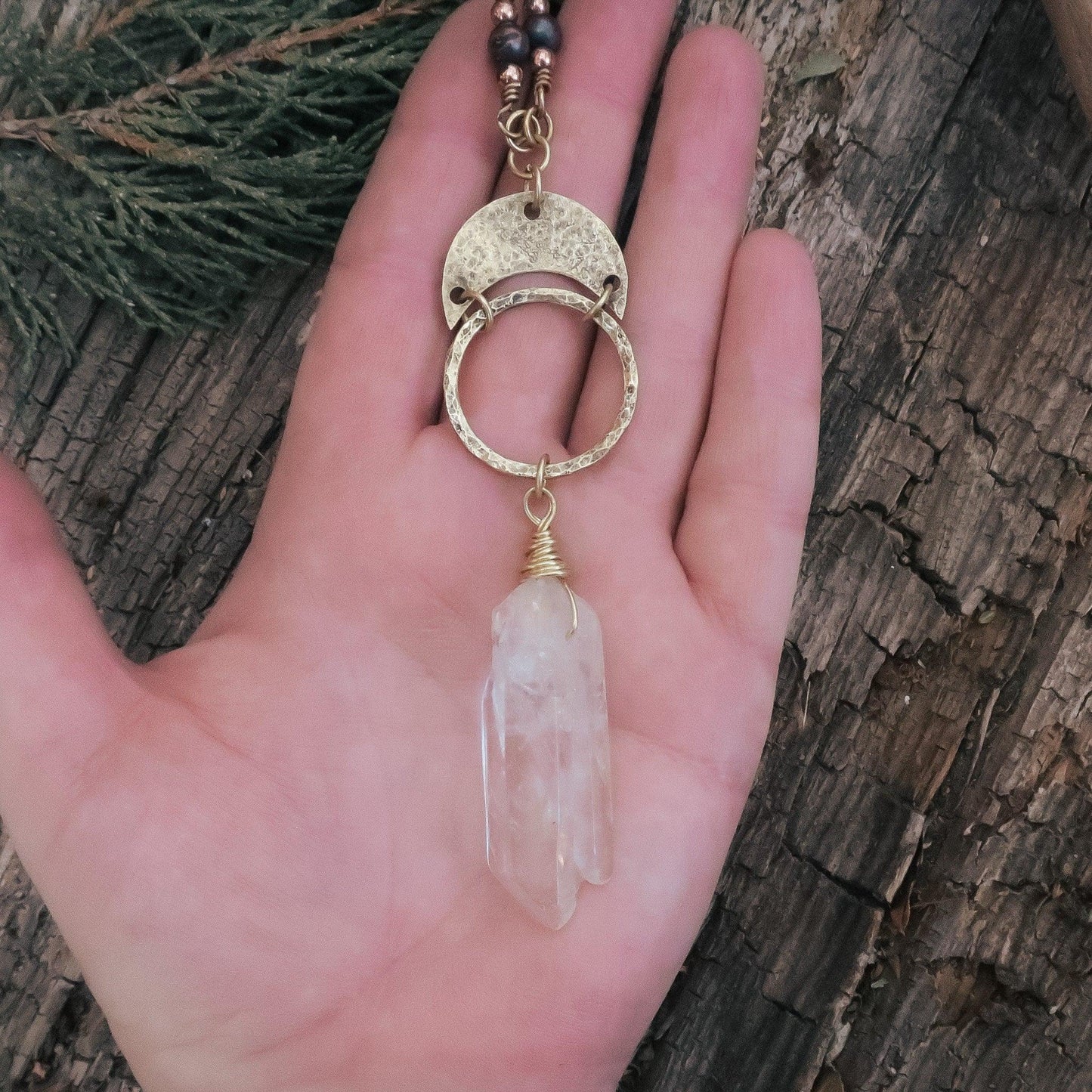 Quartz Double Point Necklace for Mystical Healing Energy - Blackbird & Sage Jewelry