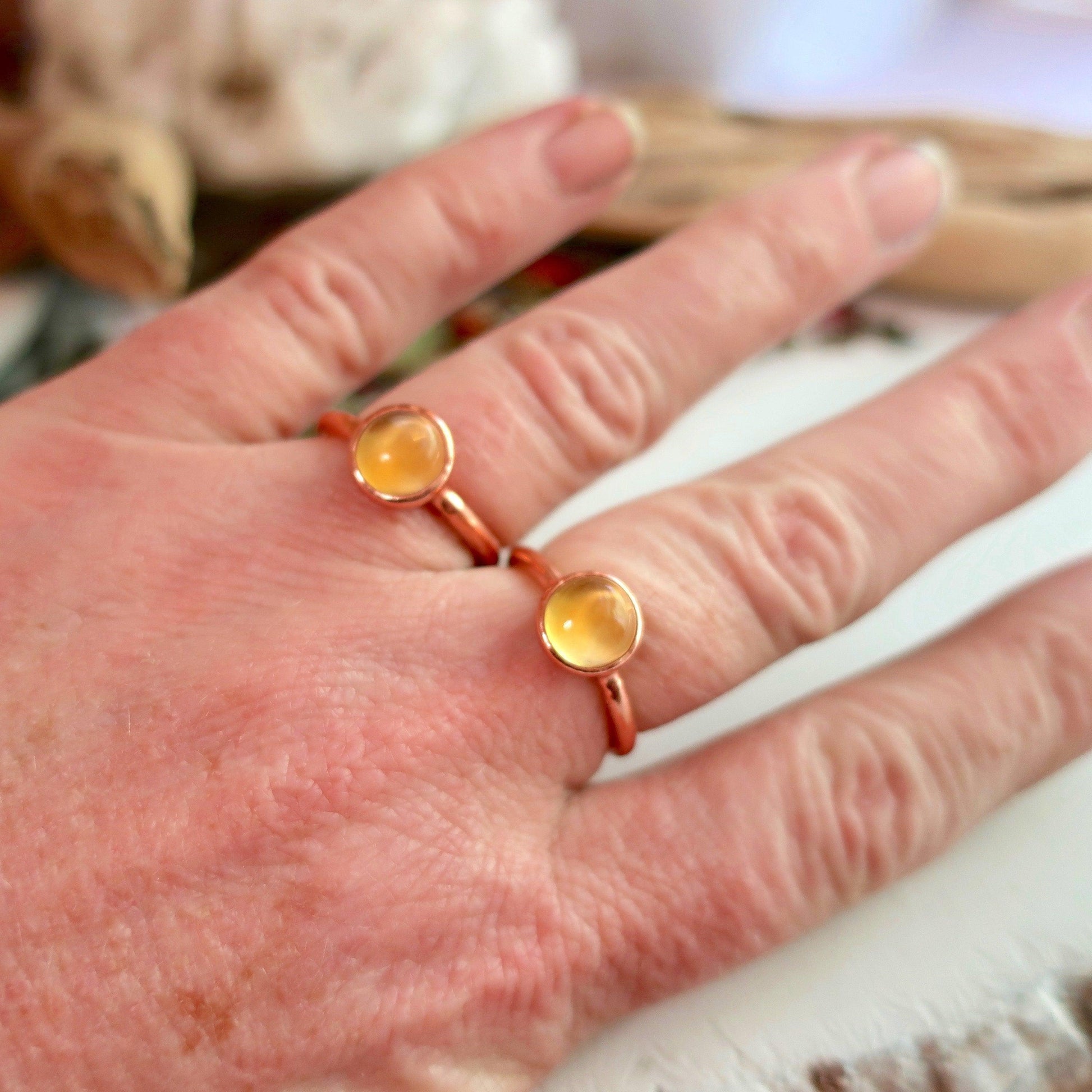 Handmade Citrine Copper Ring for Abundance and Joy - Blackbird & Sage Jewelry