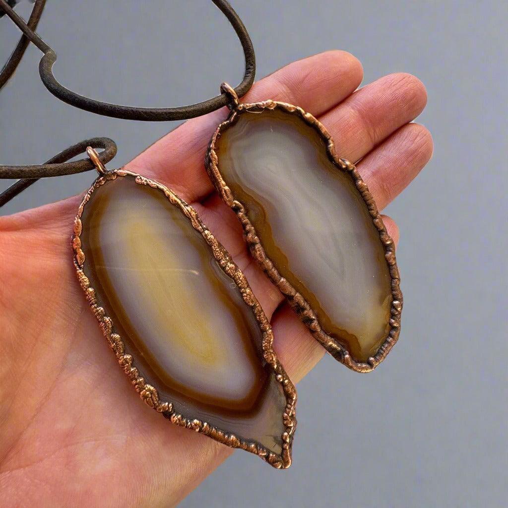 Red Agate Natural Stone Necklace with Copper Pendant - Blackbird & Sage Jewelry