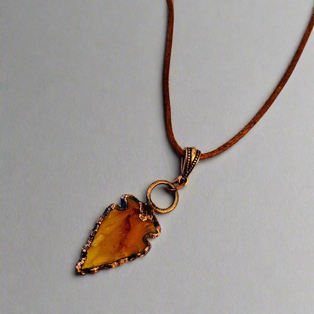 Handmade Carnelian Arrowhead Necklace - Adjustable and Unique - Blackbird & Sage Jewelry