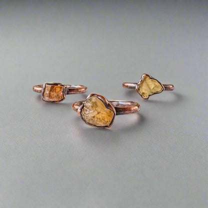 Raw Golden Topaz Ring in Electroformed Copper Jewelry Blackbird & Sage Studio