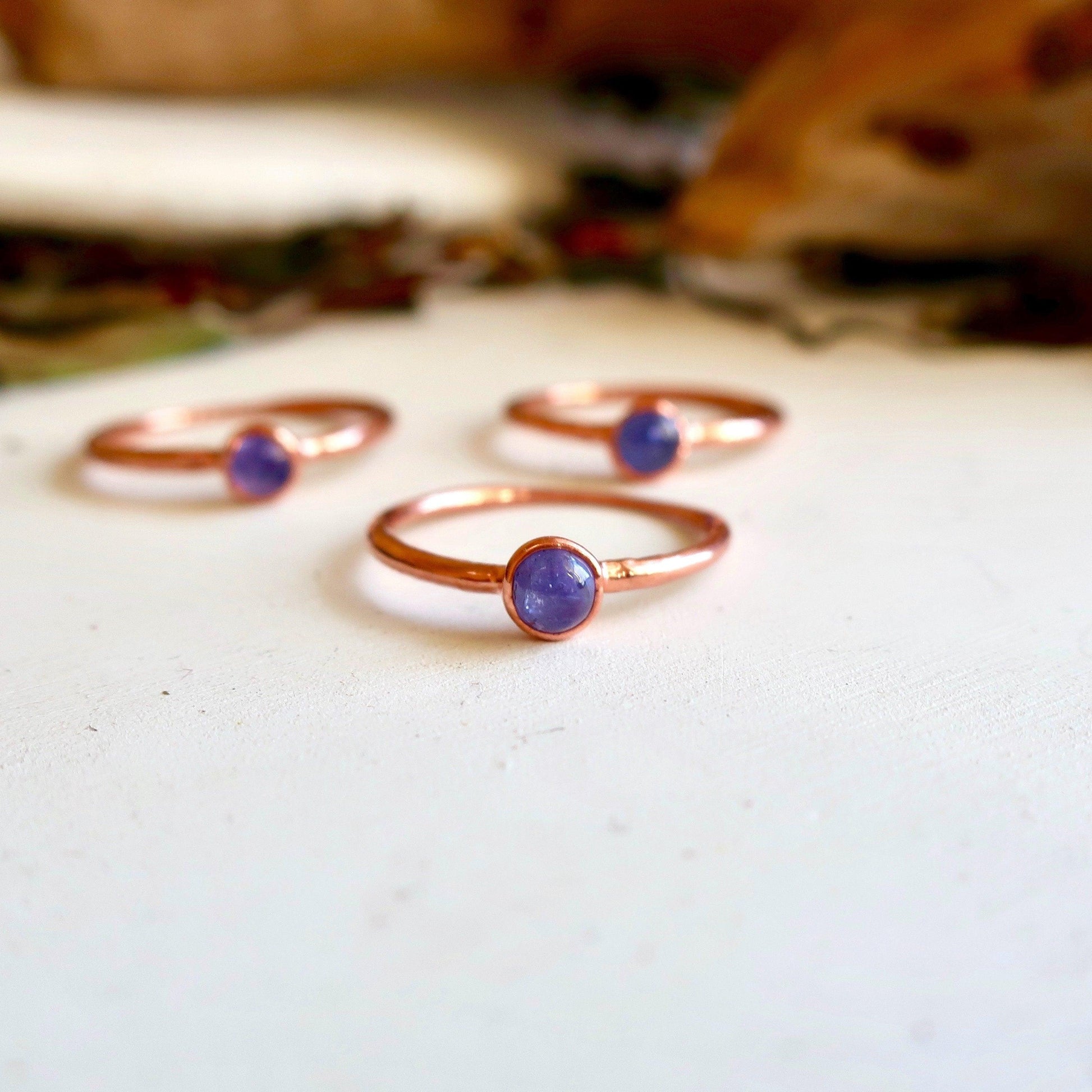 Dainty Tanzanite Stacking Ring for Women in Copper Elegance - Blackbird & Sage Jewelry