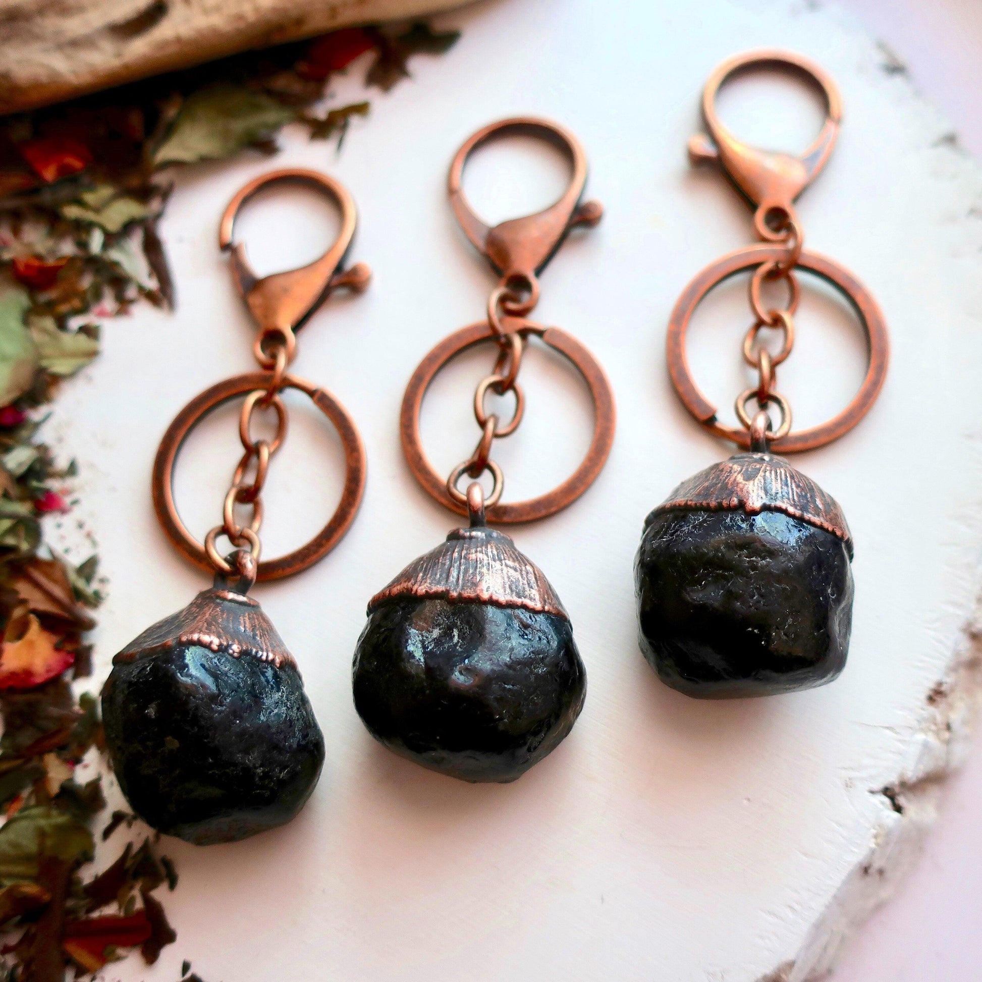 Apache Tear Copper Keychain for Healing and Protection - Blackbird & Sage Jewelry