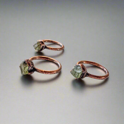 Handmade Raw Chrome Diopside Ring in Copper Boho Style - Blackbird & Sage Jewelry