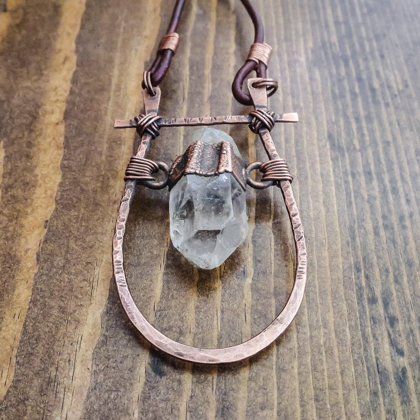Quartz Talisman Necklace with Copper Pendant for Energy - Blackbird & Sage Jewelry