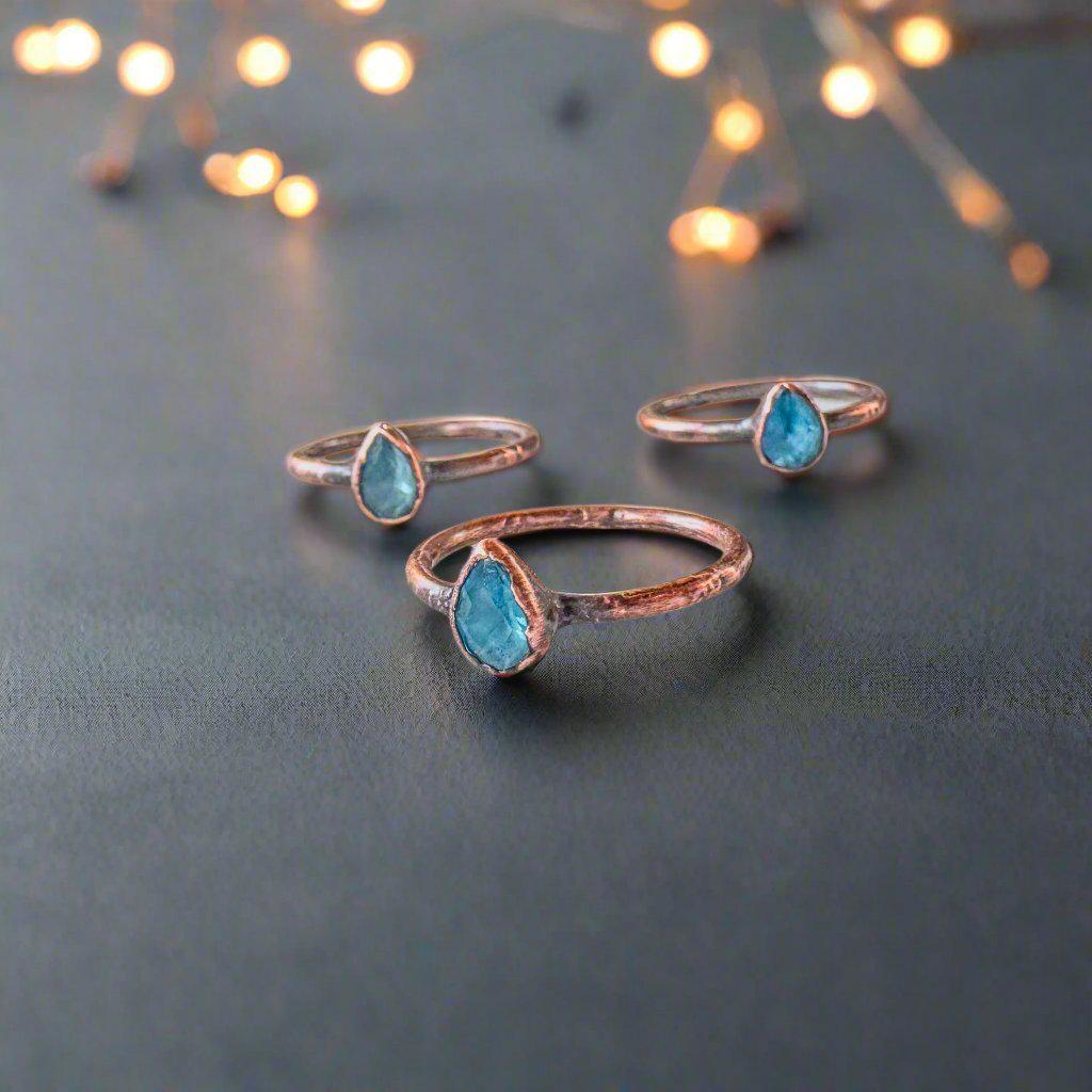 Handmade London Blue Topaz Copper Ring for Clarity - Blackbird & Sage Jewelry