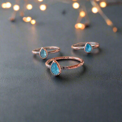 Handmade London Blue Topaz Copper Ring for Clarity - Blackbird & Sage Jewelry