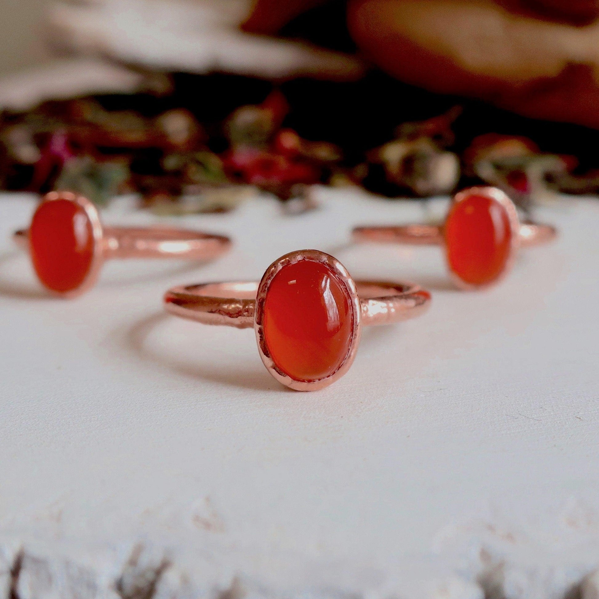 Handcrafted Copper Carnelian Ring for Empowering Creativity - Blackbird & Sage Jewelry