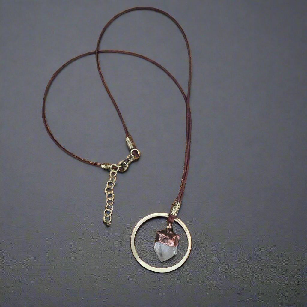 Handmade Quartz Point Necklace in Copper and Brass Energy Healing - Blackbird & Sage Jewelry