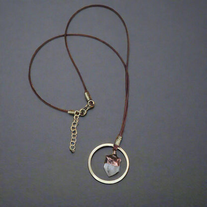Handmade Quartz Point Necklace in Copper and Brass Energy Healing - Blackbird & Sage Jewelry