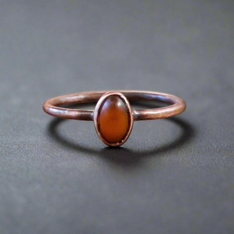 Artisan Crafted Genuine Amber Ring in Copper Design - Blackbird & Sage Jewelry