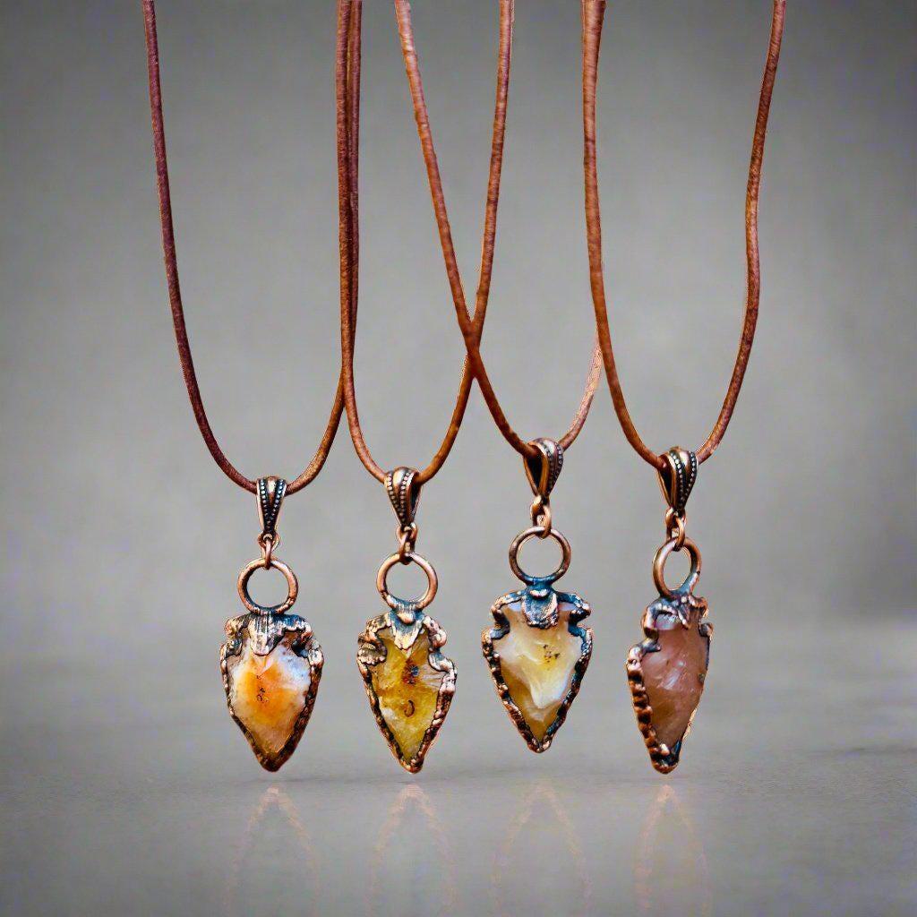 Handmade Carnelian Arrowhead Necklace - Adjustable and Unique - Blackbird & Sage Jewelry