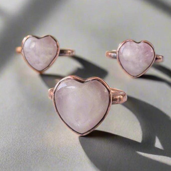 Kunzite Heart-Shaped Ring for Unconditional Love and Healing - Blackbird & Sage Jewelry