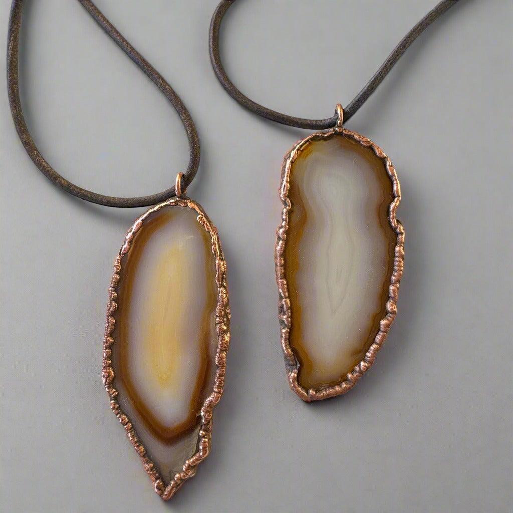 Red Agate Natural Stone Necklace with Copper Pendant - Blackbird & Sage Jewelry