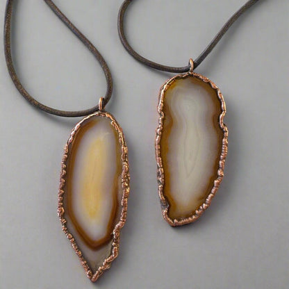 Red Agate Natural Stone Necklace with Copper Pendant - Blackbird & Sage Jewelry