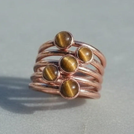 Handmade Copper Tiger's Eye Stacking Ring for Clarity - Blackbird & Sage Jewelry