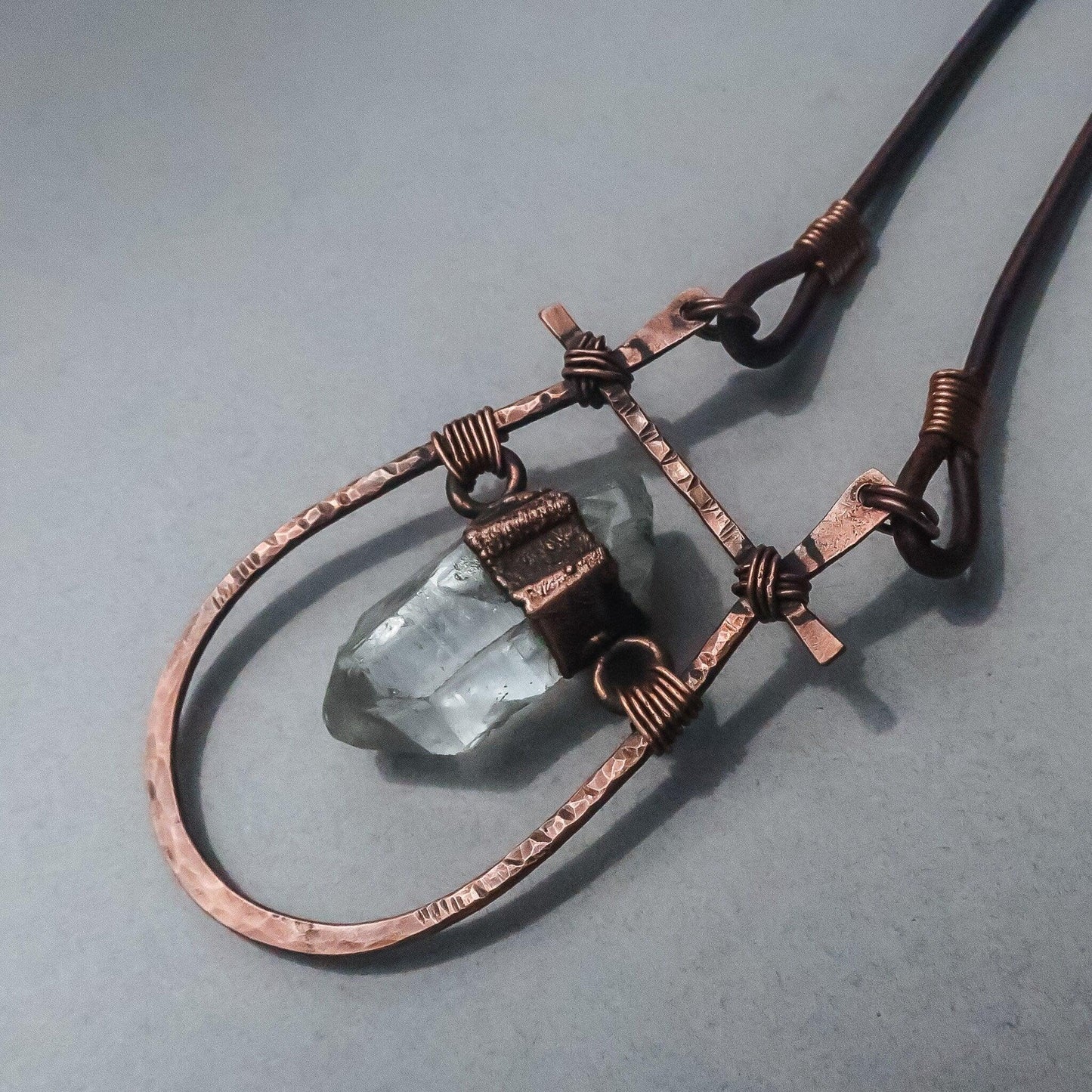 Quartz Talisman Necklace with Copper Pendant for Energy - Blackbird & Sage Jewelry
