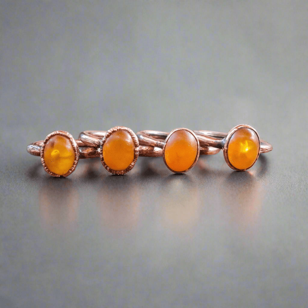 Genuine Oval Amber Manifestation Ring in Copper for Positivity - Blackbird & Sage Jewelry
