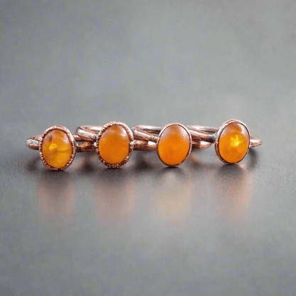 Genuine Oval Amber Manifestation Ring in Copper for Positivity - Blackbird & Sage Jewelry