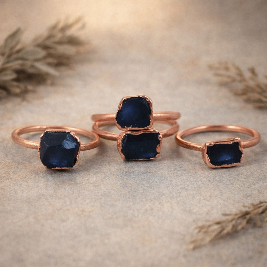 Black Tourmaline Ring | Raw Crystal Rod | Electroformed Copper | Made to Order by Blackbird & Sage Jewelry Studio