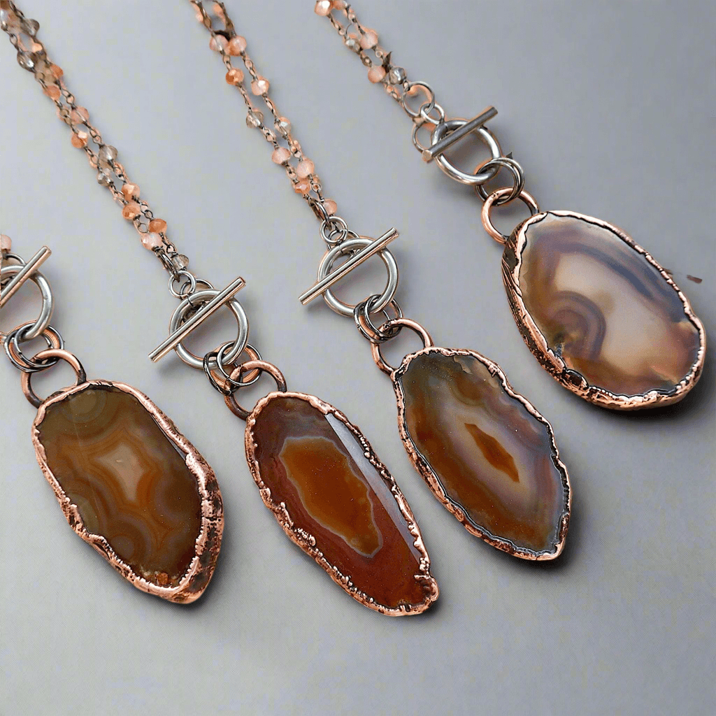 Unique Agate Slice Necklace with Copper Elegance - Blackbird & Sage Jewelry