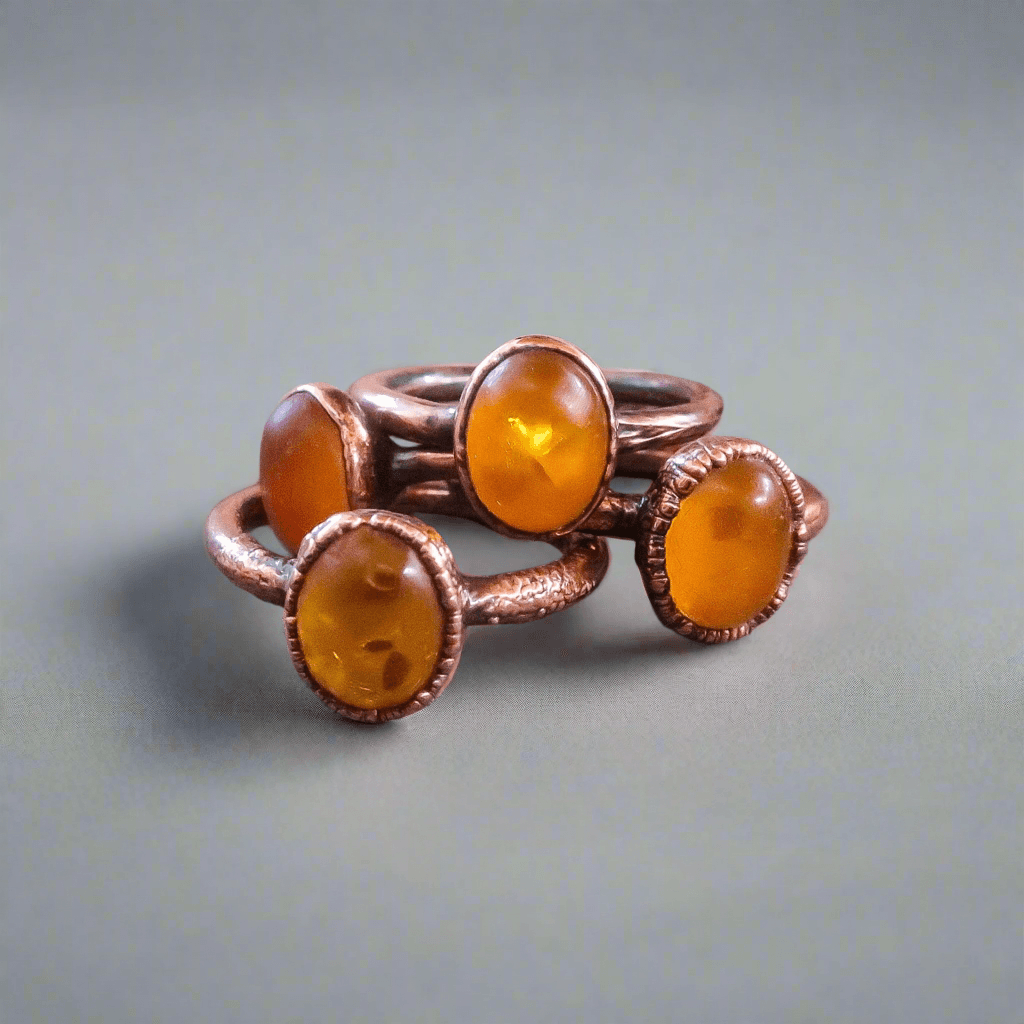 Genuine Oval Amber Manifestation Ring in Copper for Positivity - Blackbird & Sage Jewelry