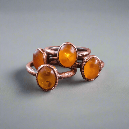 Genuine Oval Amber Manifestation Ring in Copper for Positivity - Blackbird & Sage Jewelry