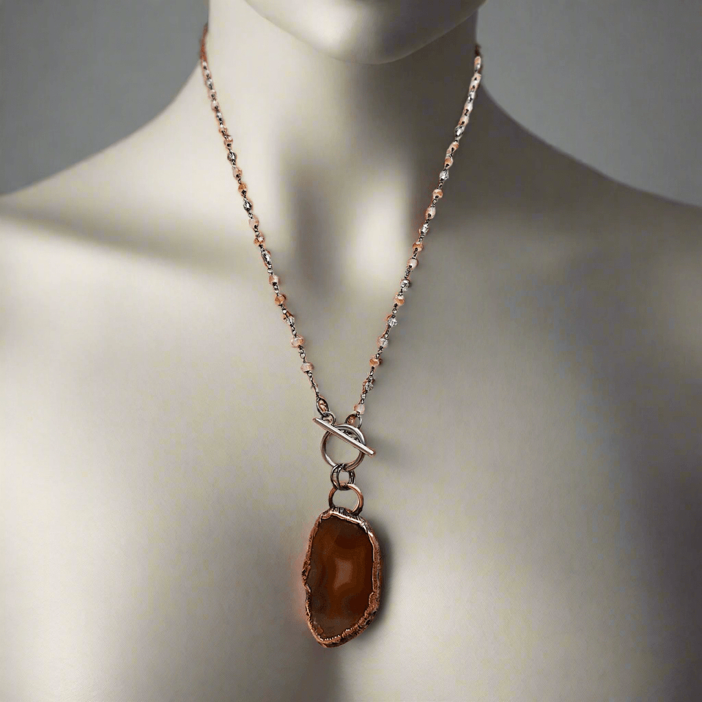 Unique Agate Slice Necklace with Copper Elegance - Blackbird & Sage Jewelry