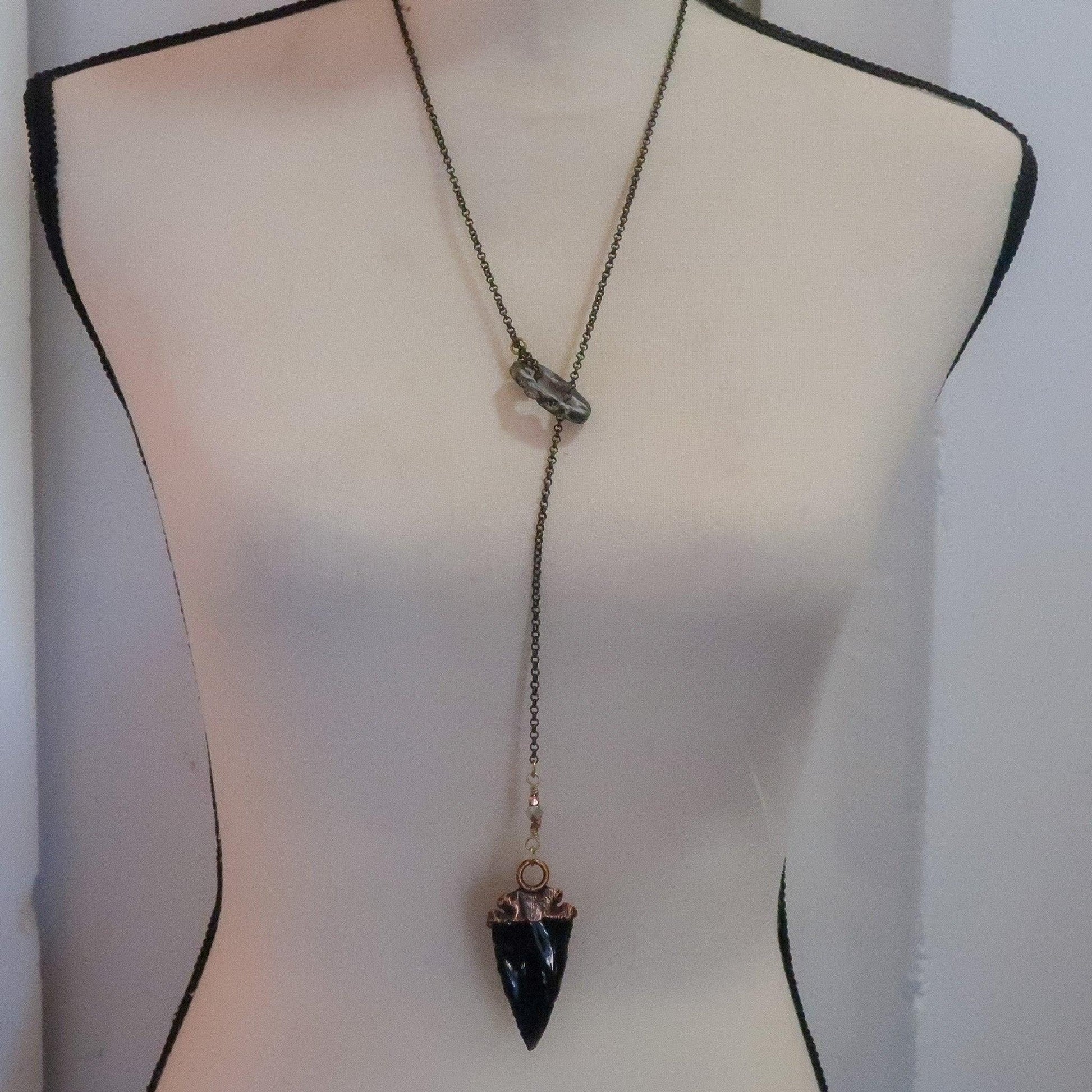 Black Obsidian Arrowhead Necklace for Grounding Strength - Blackbird & Sage Jewelry